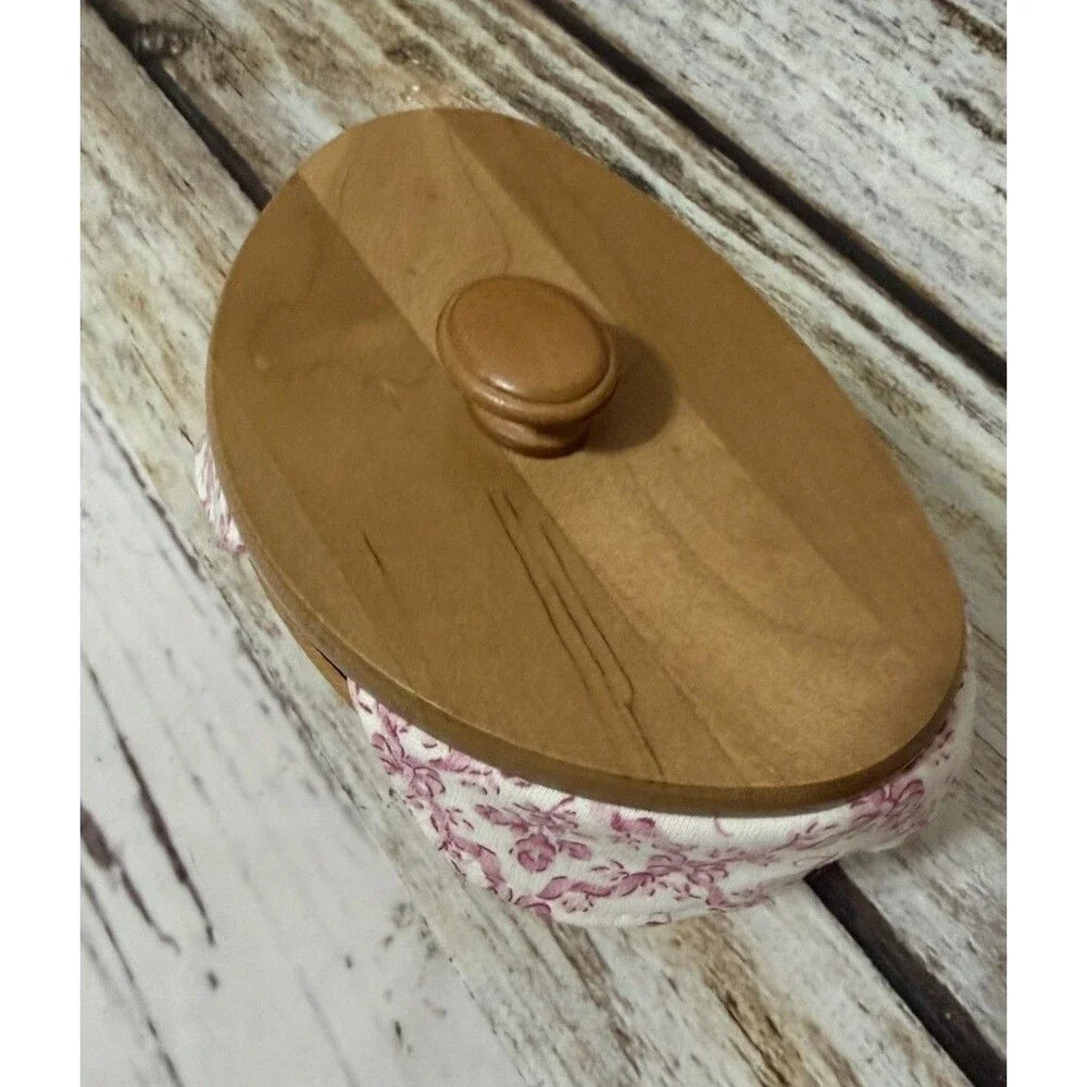 2007 Longaberger Horizon of Hope Basket Wood Lid Pink White Liner Hanging